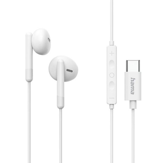 Auriculares Hama Classy con cable USB-C control integrado y micrófono blanco