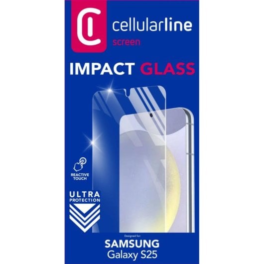 Protector pantalla Cellularline Galaxy S25 cristal templado 9H antihuellas transparente