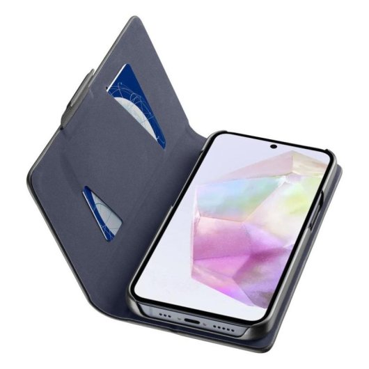 Funda para móvel Cellularline Book Folio Couro Sintético Preto com suporte e porta-cartões para Samsung Galaxy A36 A56
