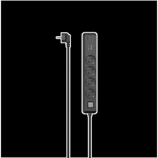 Multiprise Hama 00223189 4 Prises 2 USB-C 1 USB-A Protection Interrupteur