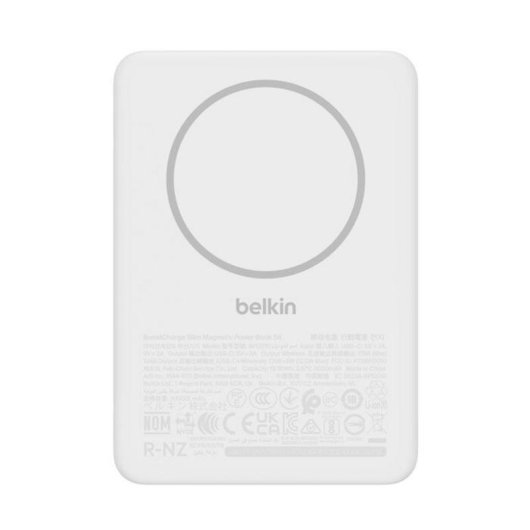Bateria externa Belkin BPD010hqWH 5000 mAh magnética sem fios 7,5 W branca