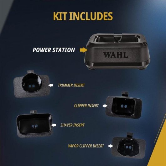 Base di ricarica Wahl 3026872 nera per tagliacapelli e rasoio cordless