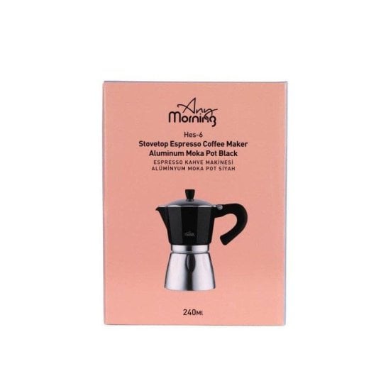 Cafetière italienne Any Morning Hes-6 240 ml 6 Tasses Aluminium Noir