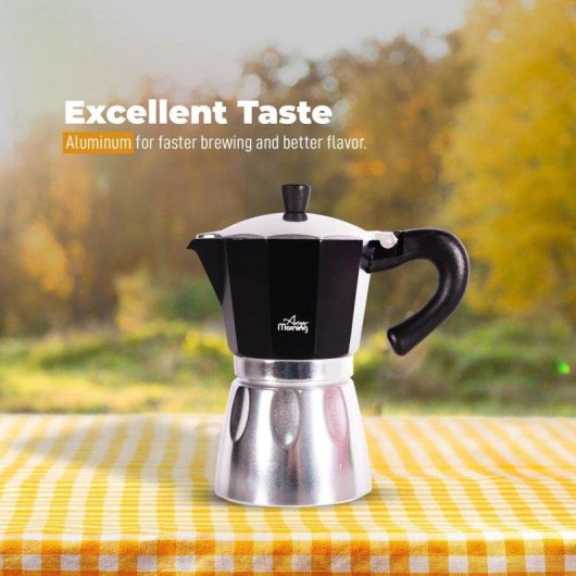 Cafetière italienne Any Morning Hes-6 240 ml 6 Tasses Aluminium Noir