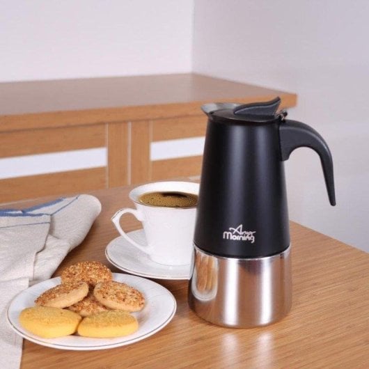 Cafetière italienne Any Morning FE001-6 300 ml 6 Tasses Acier Noir