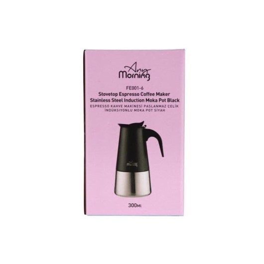 Cafetière italienne Any Morning FE001-6 300 ml 6 Tasses Acier Noir