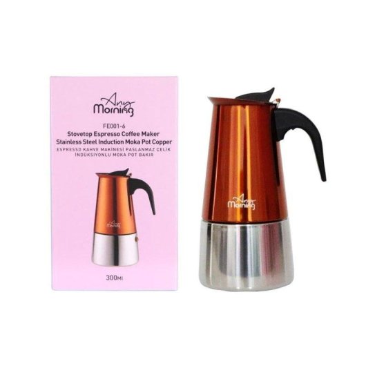 Cafetière moka électrique Any Morning FE001-6 0,3L Acier Cobre 6 Tasses