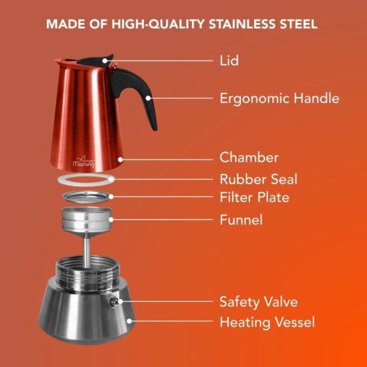 Cafetière moka électrique Any Morning FE001-6 0,3L Acier Cobre 6 Tasses