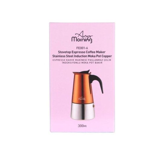 Cafetière moka électrique Any Morning FE001-6 0,3L Acier Cobre 6 Tasses