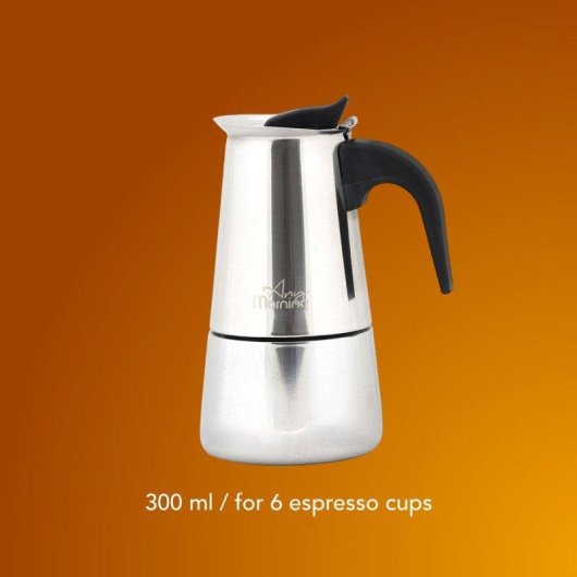 Cafetière italienne Any Morning Moka Acier Inoxydable 300 ml 6 Tasses