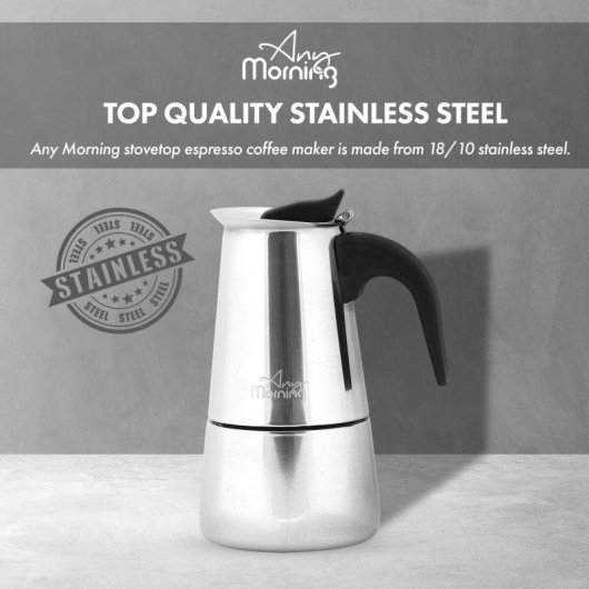 Cafetière italienne Any Morning Moka Acier Inoxydable 300 ml 6 Tasses