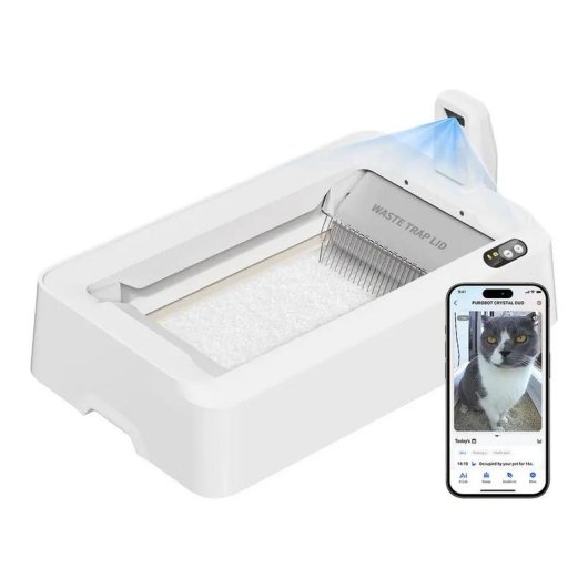 Bandeja Sanitaria Autolimpiante PetKit Purobot Crystal Duo para Gatos con Cámara IA