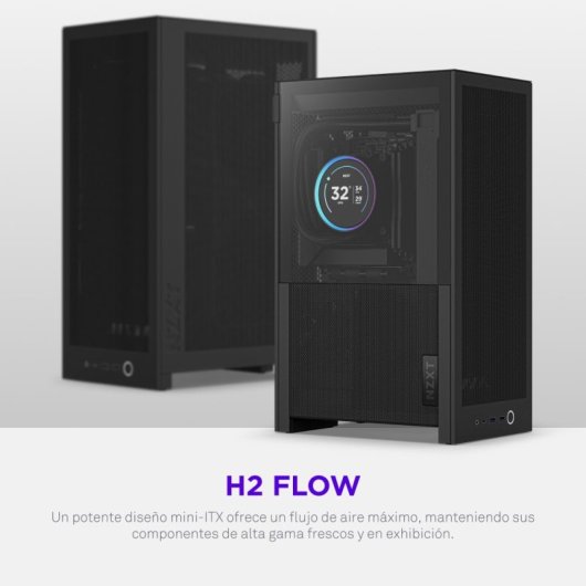 Torre NZXT H2 Flow Mini-ITX Nero Vetro Temperato Doppia Camera