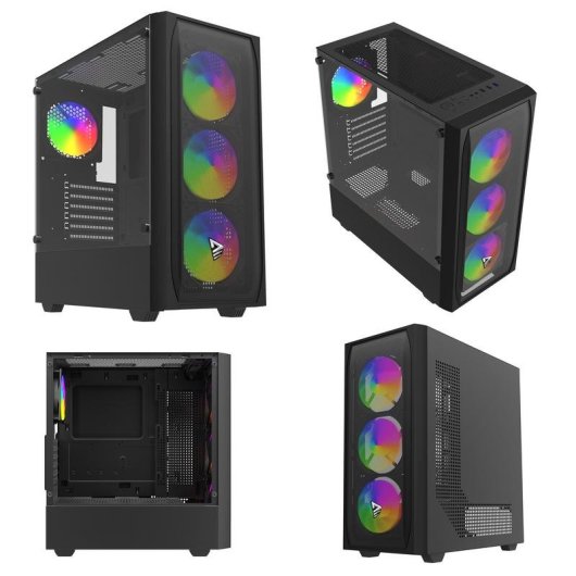 Torre ATX Savio Noctis Flow RGB vetro temperato 3x120 mm RGB nero
