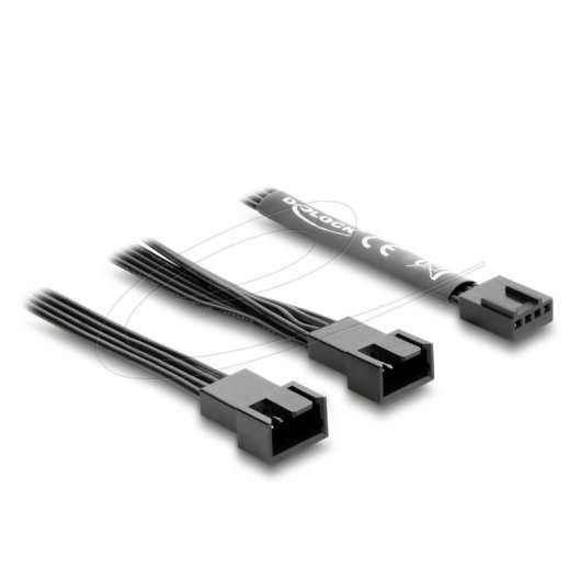 Cable de alimentación interna Delock 84543 PWM 4 pines a 2 x 4 pines 0,5 m negro