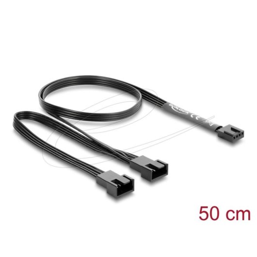 Cable de alimentación interna Delock 84543 PWM 4 pines a 2 x 4 pines 0,5 m negro