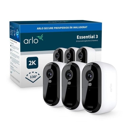 Caméra de surveillance Arlo Essential 3 2K Vision Nocturne Intérieur et Extérieur Audio Bidirectionnel