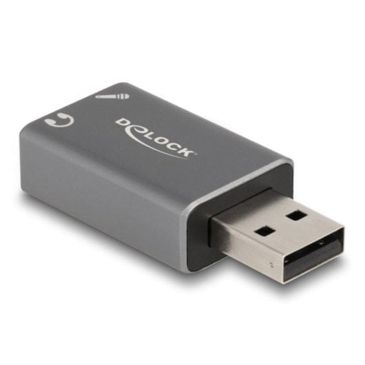 Tarjeta de sonido externa Delock 66633 USB-A a 2 x 3,5 mm aluminio gris