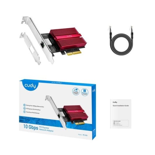 Tarjeta de Red Cudy PE10G PCI Express 10 GbE RJ45 Câble et Supports