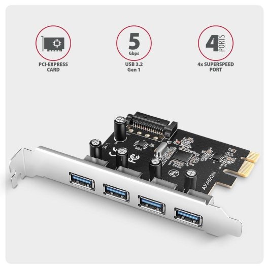Scheda di espansione Axagon PCEU-430RS PCIe USB 3.2 Gen 1 4 porte SATA