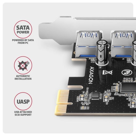 Scheda di espansione Axagon PCEU-430RS PCIe USB 3.2 Gen 1 4 porte SATA