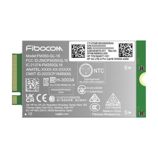 Tarjeta de Red HP AM5R3AA Internes 4G LTE Cat16 eSIM GPS 2 Gbps Modul