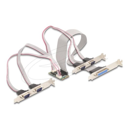 Adaptador Delock 95279 Mini PCIe 4x RS-232 1x DB-25 Cabos Incluídos