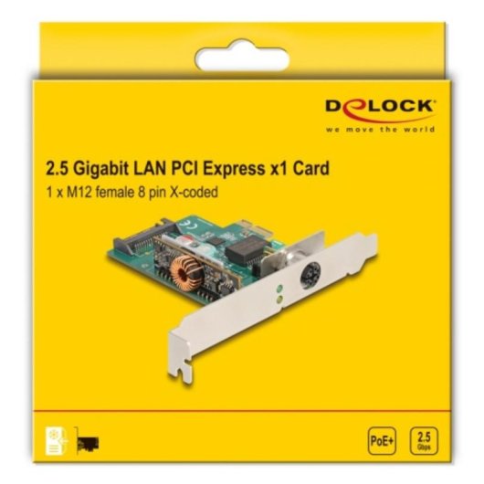 Tarjeta de Red Delock 90760 PCI Express 2.5GbE PoE+ Industrial Full Duplex