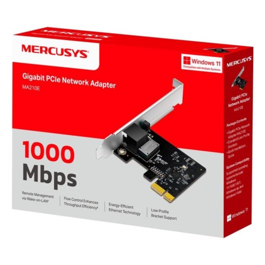 Tarjeta de Red Mercusys MA210E PCI Express Gigabit 1 Gbit/s Wake-on-LAN