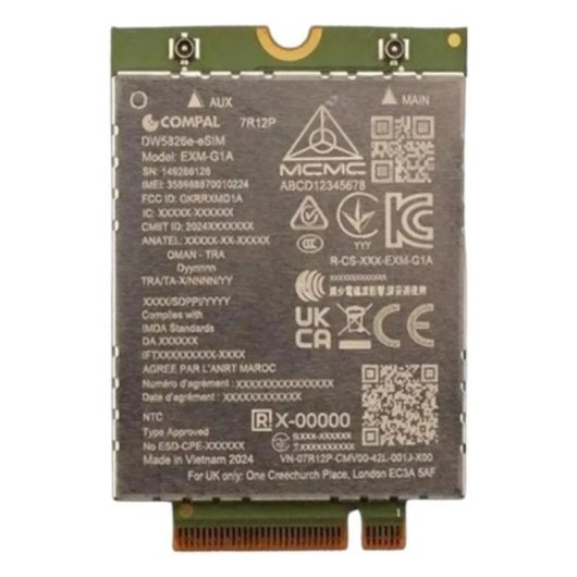 Tarjeta de Red Dell DW5826E PCI Express 600 Mbit/s WWAN Prata