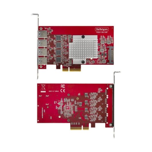 Tarjeta de Red StarTech P10Q4A-USB-CARD PCIe USB 3.2 Gen 2 10 Gbps 4 Ports