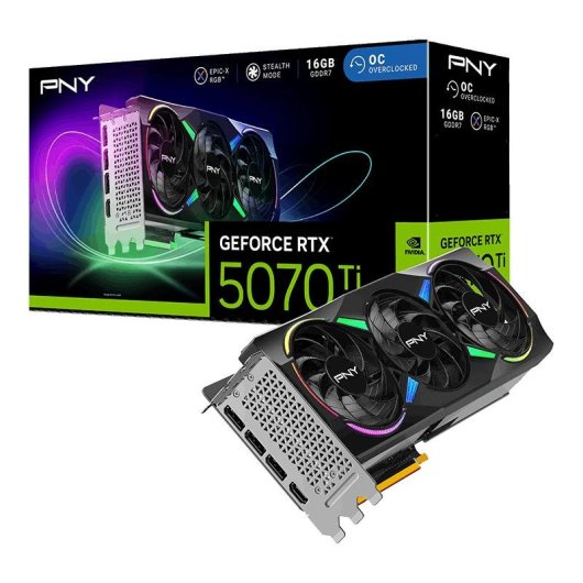 Placa gráfica PNY GeForce RTX 5070 Ti ARGB EPIC-X RGB 16GB GDDR7 Reflex 2 RTX AI DLSS4