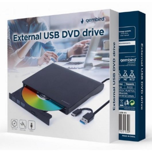Grabadora DVD Gembird DVD-USB-031 Negra USB Tipo C Escritorio