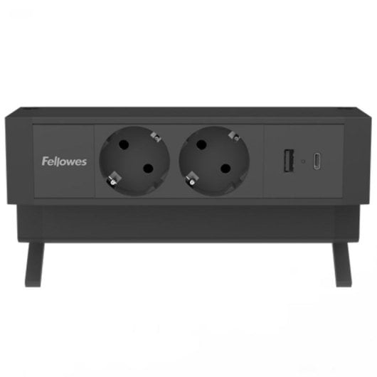 Multipresa Fellowes 100137182 2 prese Tipo F 1 USB-A 1 USB-C 2 m Nera