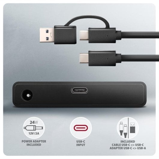 Adaptateur Axagon ADSA-FPX USB-C SATA 2,5 3,5 pouces Alimentation Incluse