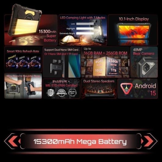 Tablet Cubot Tab KingKong S WiFi + 4G 10,1" 6GB 256GB Negra