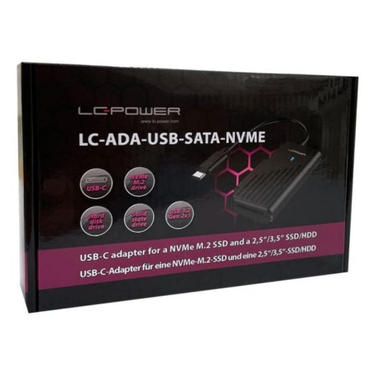 Adaptateur LC-Power LC-ADA-USB-SATA-NVME USB-C SATA NVMe 10 Gbit/s Noir