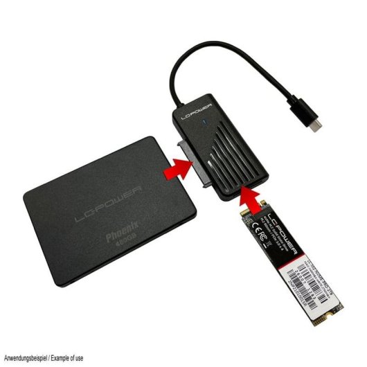 Adaptateur LC-Power LC-ADA-USB-SATA-NVME USB-C SATA NVMe 10 Gbit/s Noir