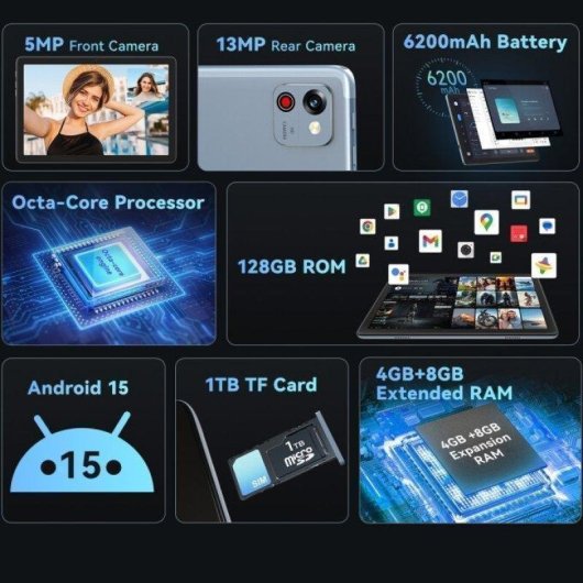 Tablet Cubot Tab 65 WiFi 10,1" 4GB 128GB Gris con Teclado