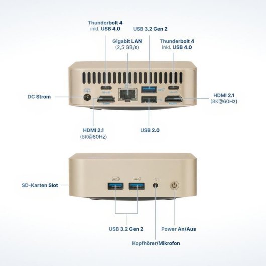 Mini PC FutureNUC Lux NUC 12i5HL Intel Core i5-12450H 16GB 512GB SSD Iris Xe Windows 11 Pro Gold
