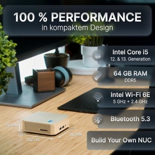 Mini PC FutureNUC Lux NUC 12i5HL Intel Core i5-12450H 16GB 512GB SSD Iris Xe Windows 11 Pro Gold