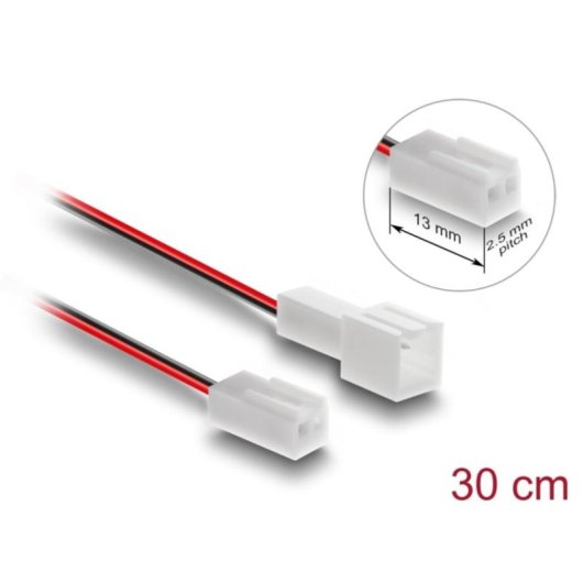 Cable extensión ventilador Delock 90869 2 pines 30 cm PVC negro rojo blanco
