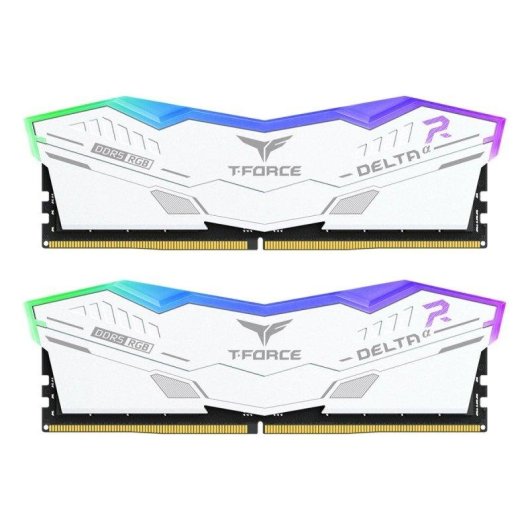 Mémoire RAM Team Group T-Force Deltaα RGB 32Go 2x16Go DDR5 6000MHz CL30 AMD EXPO Blanc