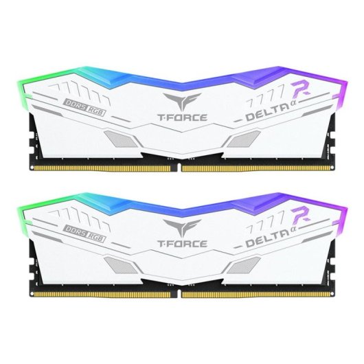 Mémoire RAM Team Group T-Force Deltaα RGB 32Go 2x16Go DDR5 6000MHz CL30 AMD EXPO Blanc