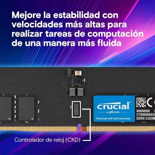 Mémoire RAM Crucial CT2K32G64C52CU5 64Go 2x32Go DDR5 6400MHz CL52 Noir Kit