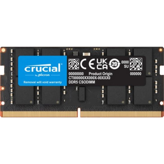 Mémoire RAM Crucial CT32G64C52CS5 32Go 1x32Go DDR5 6400MHz CL52 SO-DIMM Noir