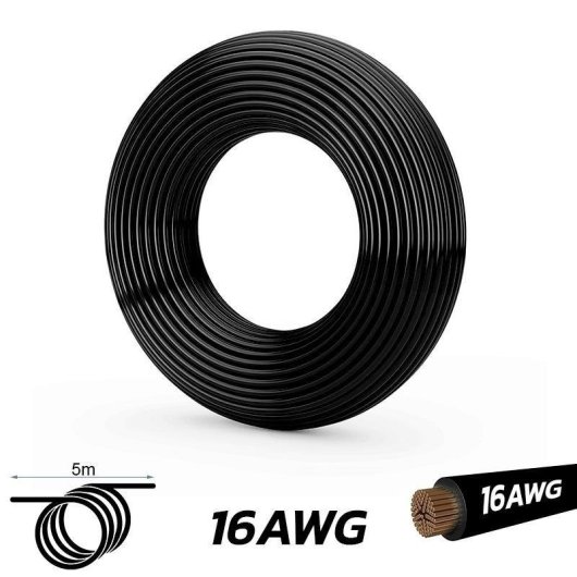 Cable eWheel EWM459 16 AWG 5 m Cobre Negro Alta Resistencia