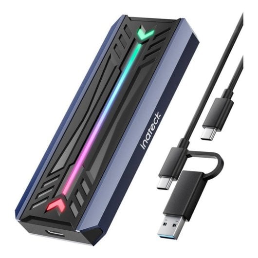 Caja externa SSD Inateck FE2024 M.2 Aluminio Negro Gris RGB USB-C NVMe SATA