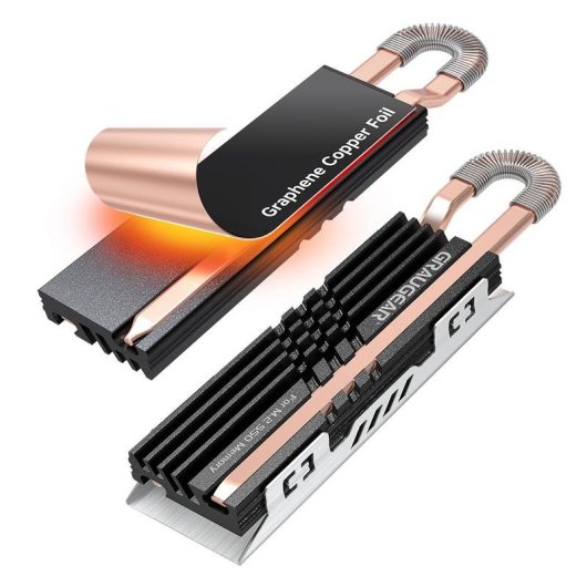 Dissipador SSD Graugear G-M2HS07-GC cobre heatpipe preto M.2 NVMe