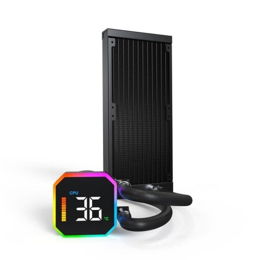 Refrigeração Líquida Montech HyperFlow Digital 240mm Display ARGB 2 Ventoinhas Monitorização Temperatura